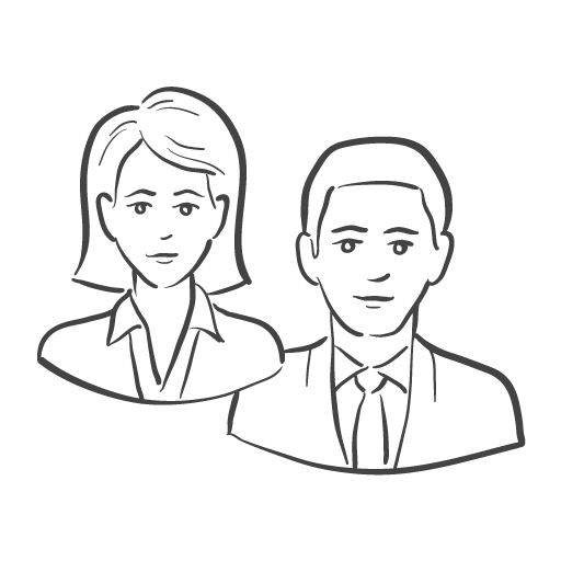 business woman and man icon