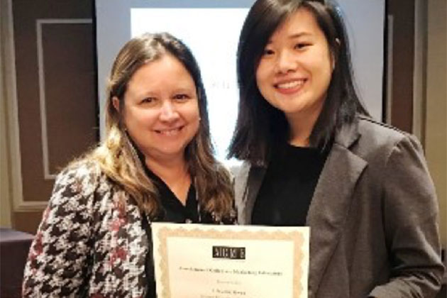 Dr. Julie Haworth (left), BS in Marketing program director,  and Claudia Kwee at the Association of College Marketing Educators’ Conference, Houston, March 2019